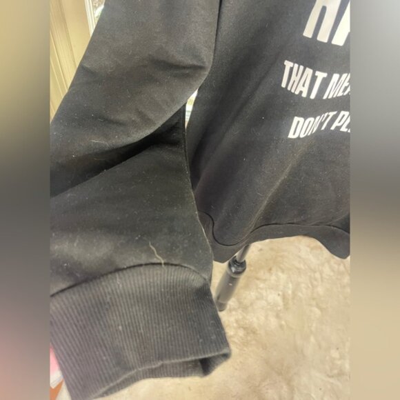 SHEIN Black Crew Neck Sweatshirt With “ Half Hood Half Holy” Design Size XL - Picture 6 of 7